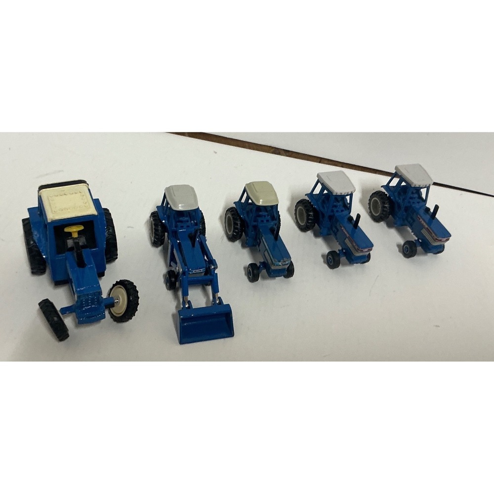 Ford Vintage Diecast Tractor Lot 5 Piece TW-35 Front Loader 1/64 Scale Blue